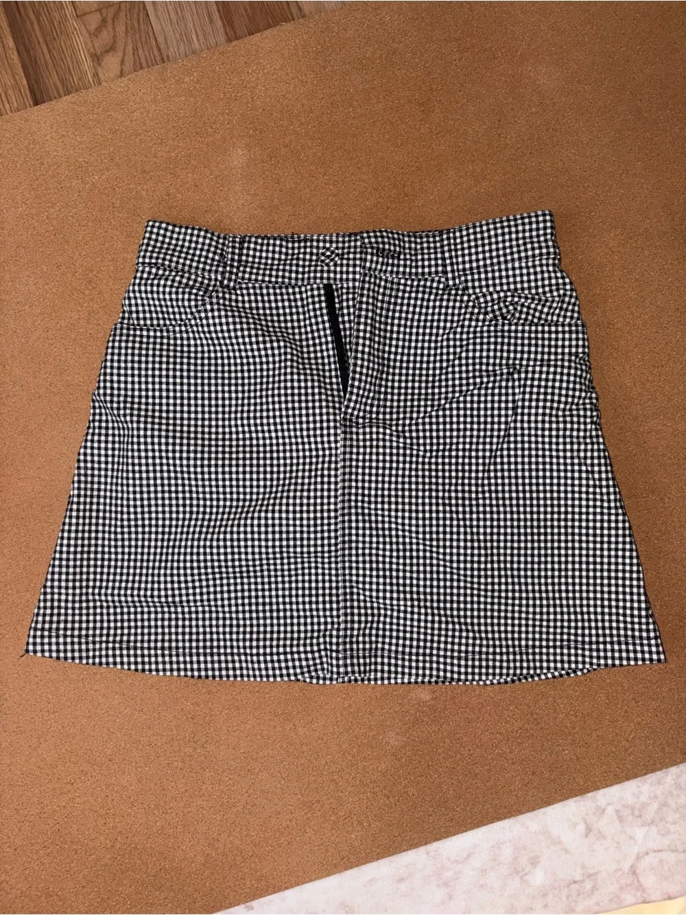 J. Crew Black and White Gingham Mini Skirt